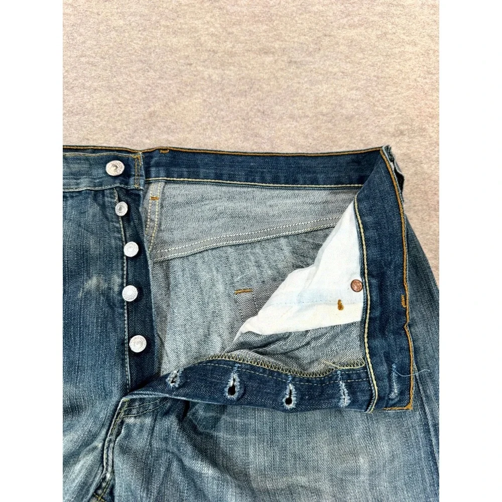 Levis 501 Original Fit Jeans Mens 36x32 Blue Denim Mid Rise Straight 00501-0197